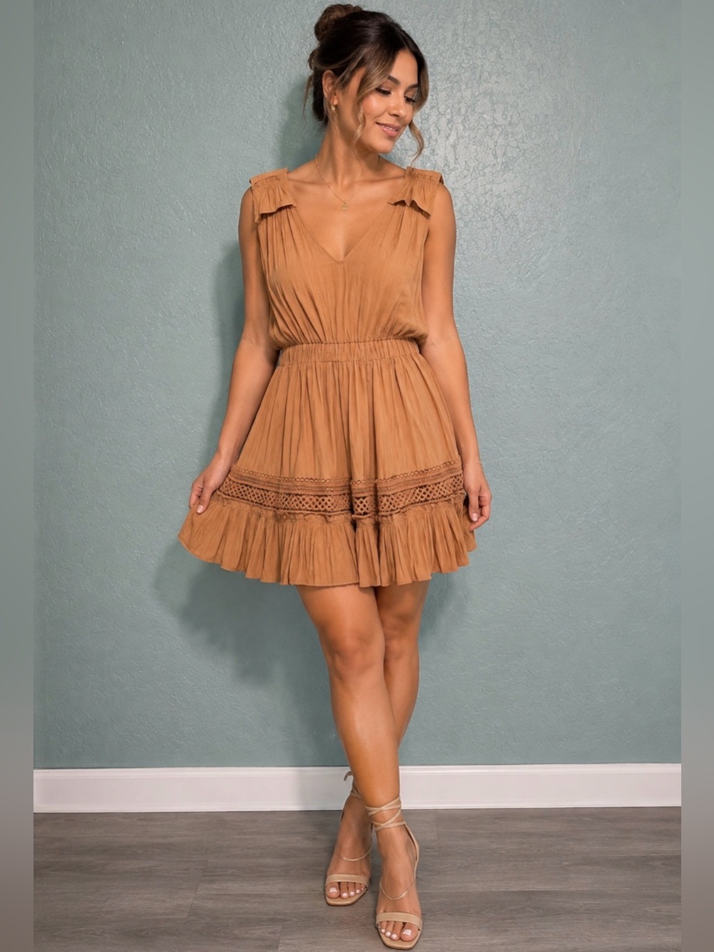 Ramy Brook Cara Dress Size S Light Cognac NWT